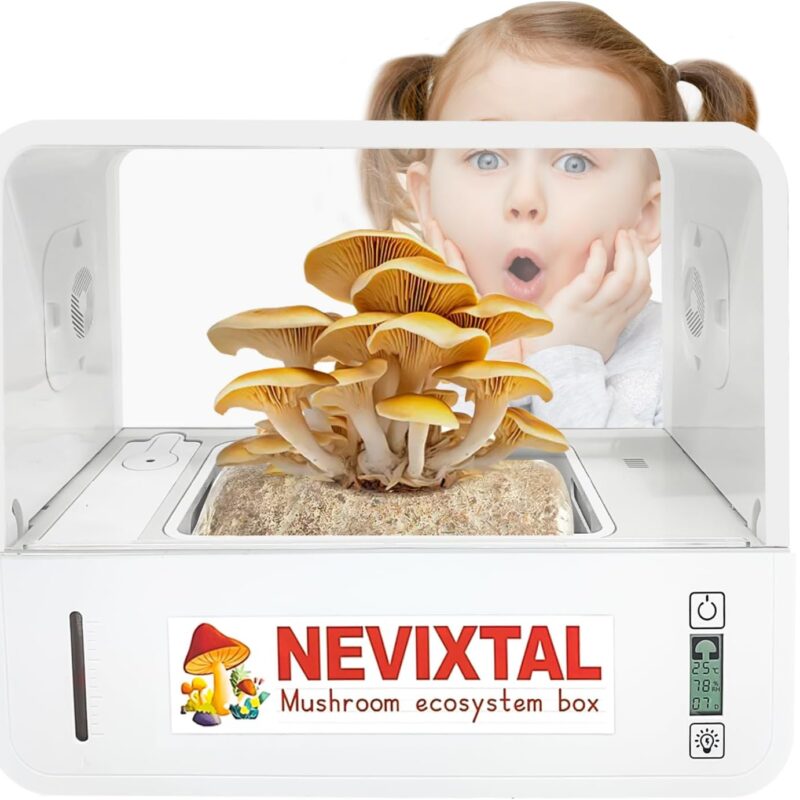 Smart Mushroom Growing Tent,Grow Mushrooms at Home Kit,Fully Automatic Mushroom Grow Box,Automatically Adjusts Humidity,Fresh Air System,with Lighting,Just Add Spores,Automatic Growth.