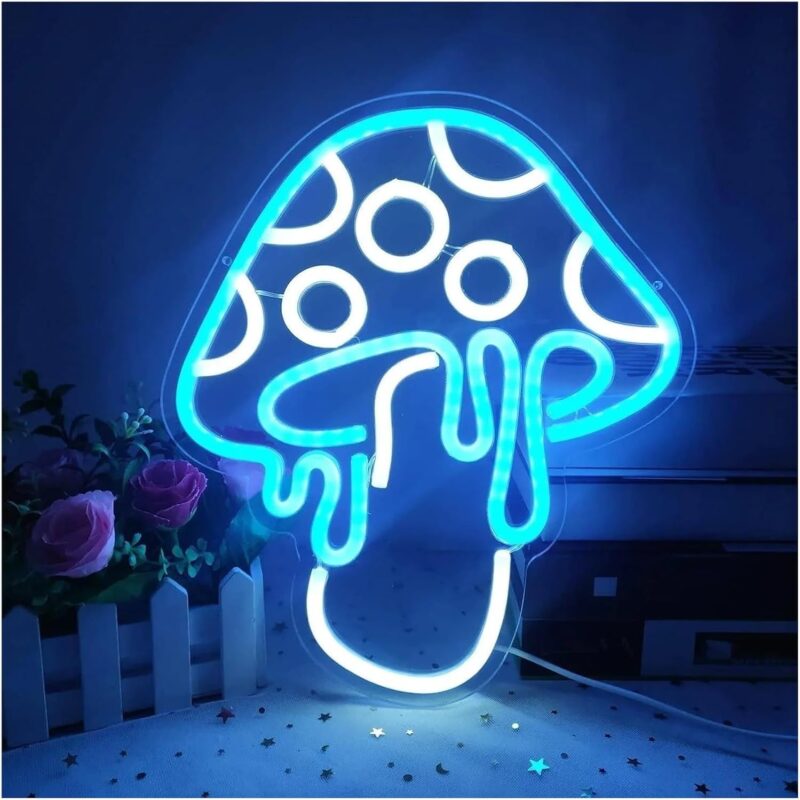 Neon Lamp for Bedroom Wall Decor Mushroom Neon Light Cute Night Light for Wall Decor Neon Signs for Game Bedroom Room Sign Illuminated 26cm×30cm