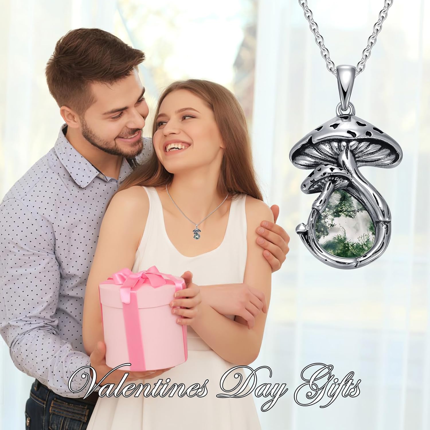 71hyuRdbGhL._AC_SL1500_.jpg YYB Mushroom Necklace for Women S925 Sterling Silver Malachite/Moss agate/Opal/Moonstone/Black Onyx Oxidized Mushroom Pendant Jewelry Anniversay Birthday Gifts - Image 2