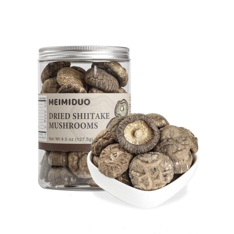 MEIMIDUO Dried Shiitake Mushrooms for Cooking, Pure Aroma Thin Cap without Stem, Rehydrate Quickly, Soft Texture Gourmet Dried Mushrooms Shiitake