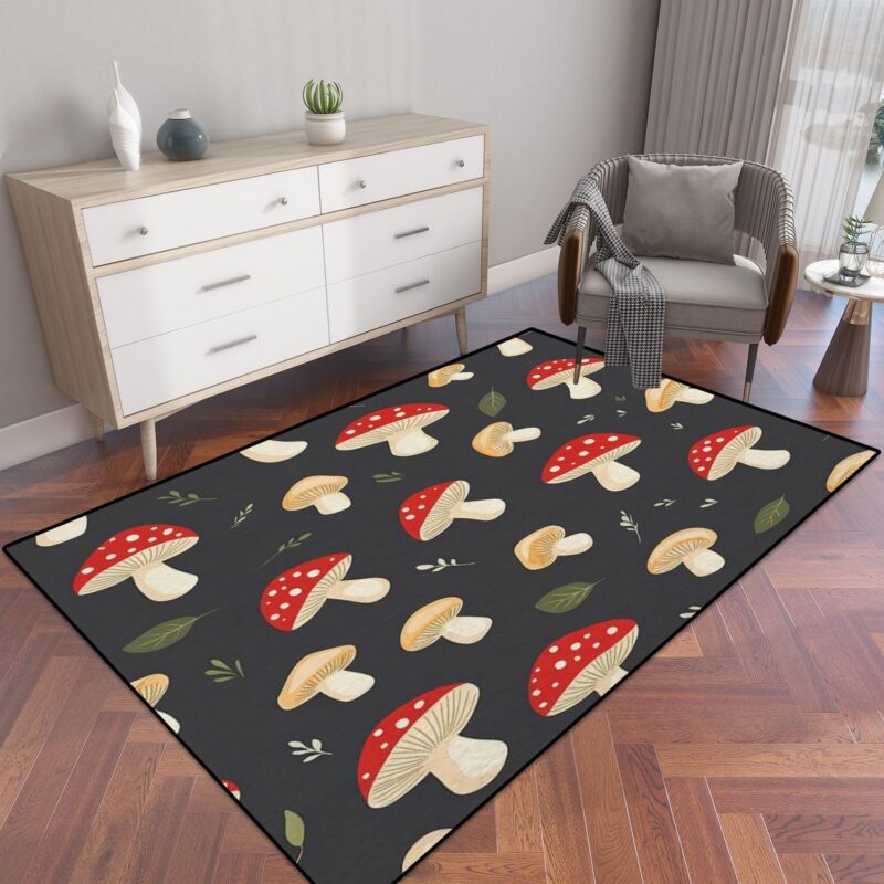 Magic Mushrooms melt Geometry Check Cells Seamless Repeat Pattern Art Area Rug Outdoor Patio Rug Play Mat Modern Floor Carpet Non-Slip Home Decor Living Room Kids Bedroom Nursery, 3x5 ft