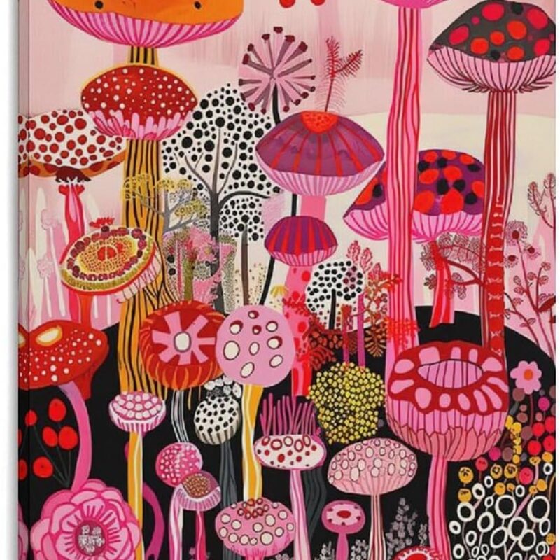 71lLx2B2MpL._AC_SL1500_.jpg GUNOUZI Trippy Mushroom Poster - Indie Aesthetic Art - Hippie Wall Decor for Room - Y2K Style - Colorful Mushroom Art Prints - Stoner Room Decor. 16x24inch(40x60cm) Frame-.