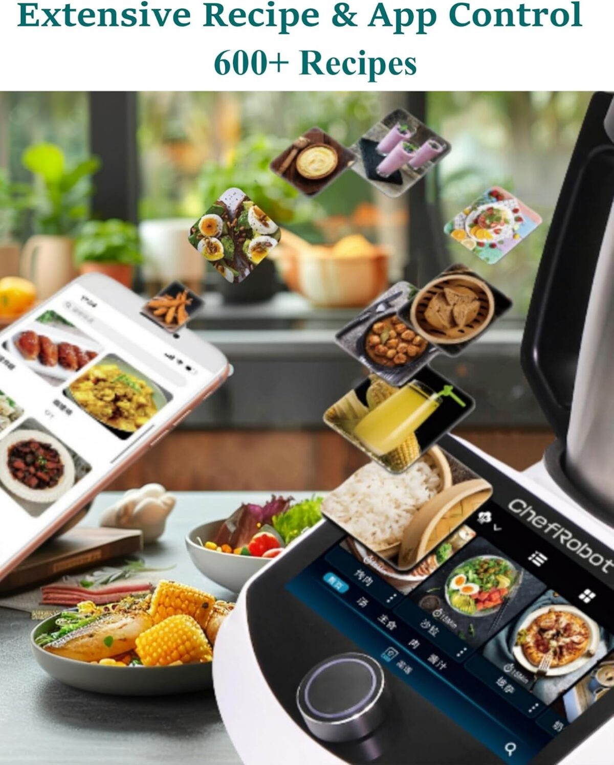 Cooker Robotic Cooking Machine,Chef Magic Kitchen Robot with 15 Functions, Built-in ...