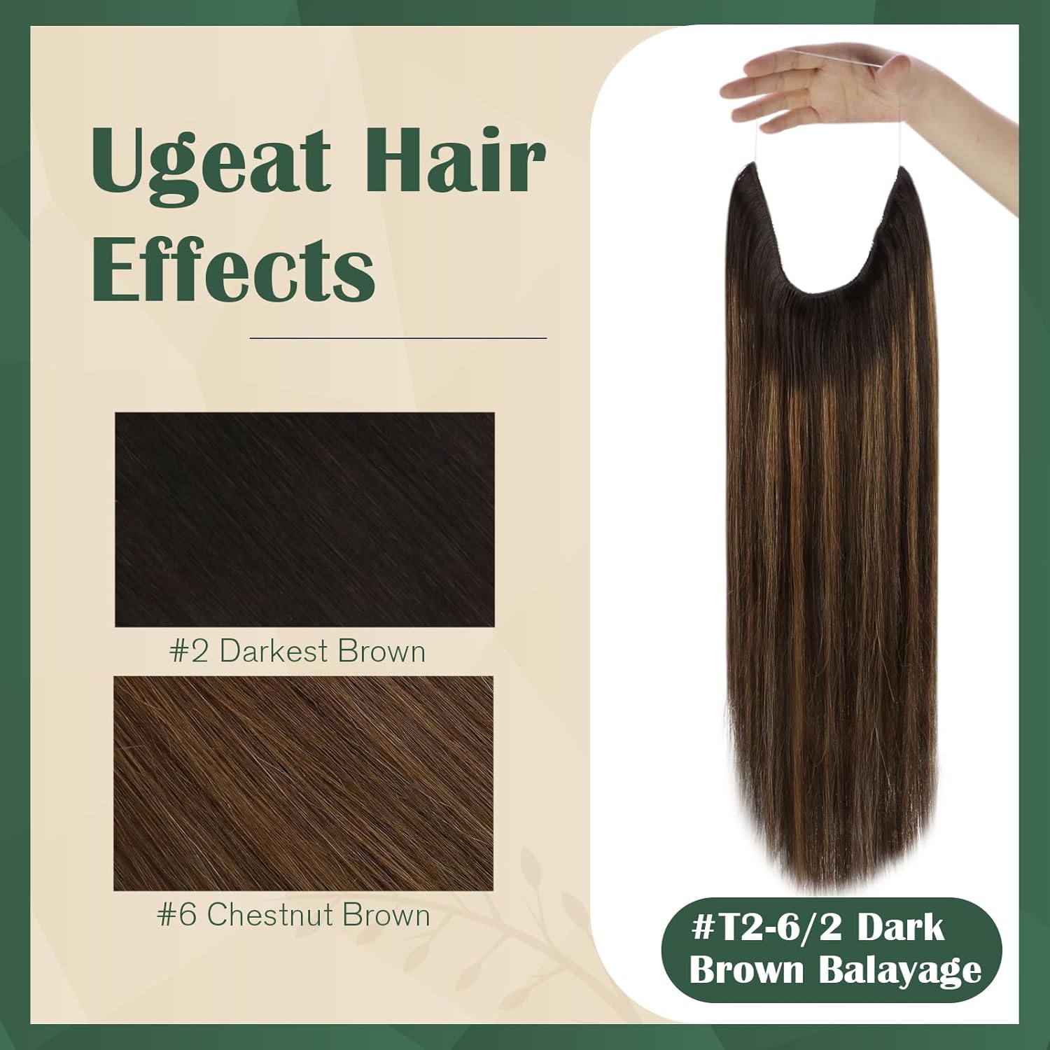 71mRql8m8yL._SL1500_.jpg Ugeat Wire Hair Extensions Human Hair Brown Remy Invisible Wire Hair Extensions Balayage Dark Brown Mix Chestnut Brown Hair Extensions Real Human Hair Silky Straight 80g 18 Inch - Image 6