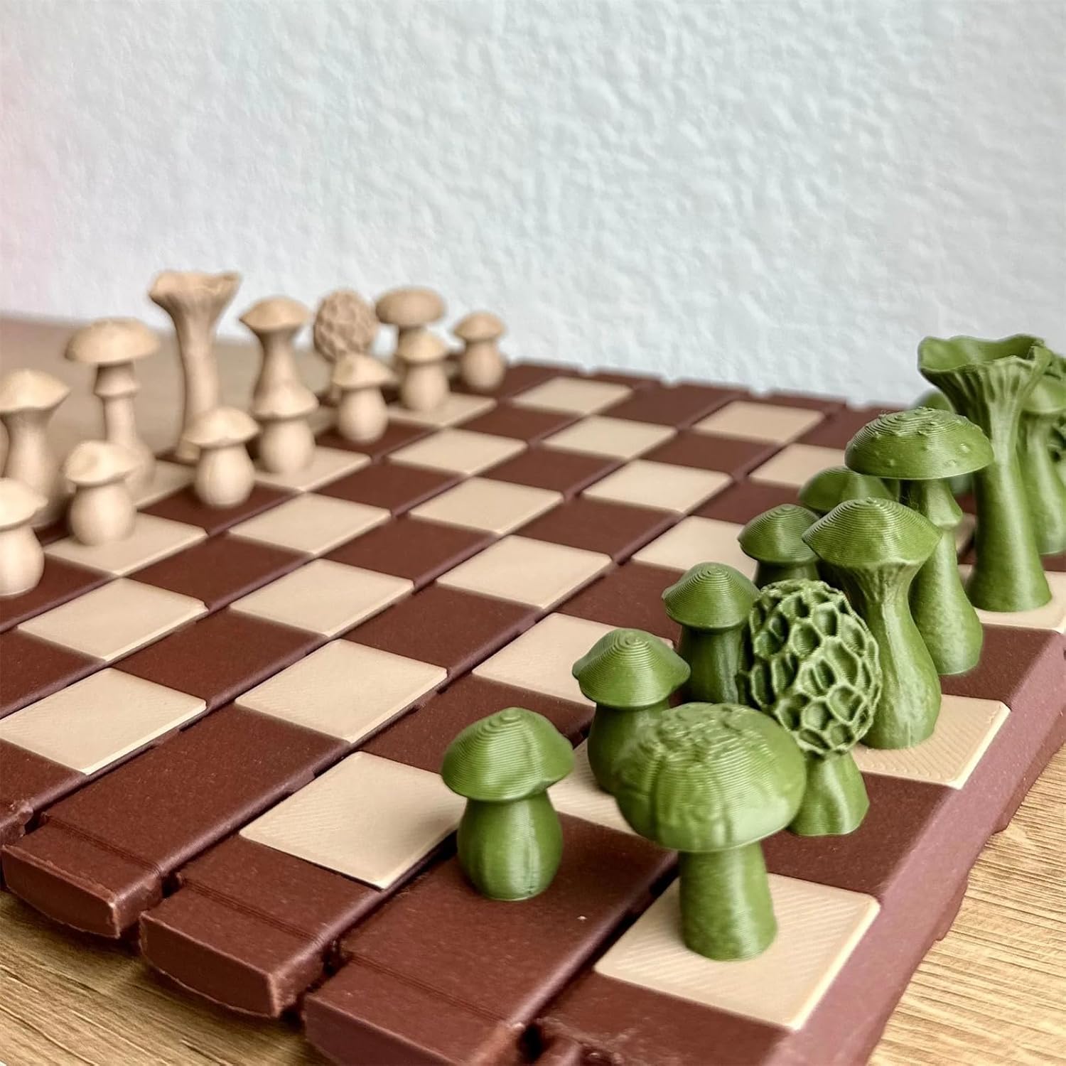 Tree Chess Set Forest Chess Set, Wooden chess board, mushroom chess pieces, nature ...