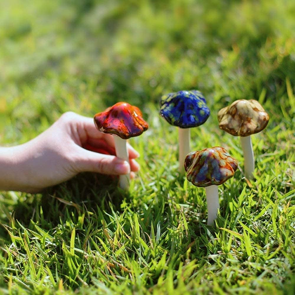 71nzzvEo0WS._AC_SL1000_.jpg Danmu Ceramic Mushroom 4.52" H and Polyresin Tortoise 12 9/10" x 9 2/5" x 5 1/2" Outdoor Statue, Garden Ornaments, Yard Statue for Home and Fairy Garden Decor - Image 3