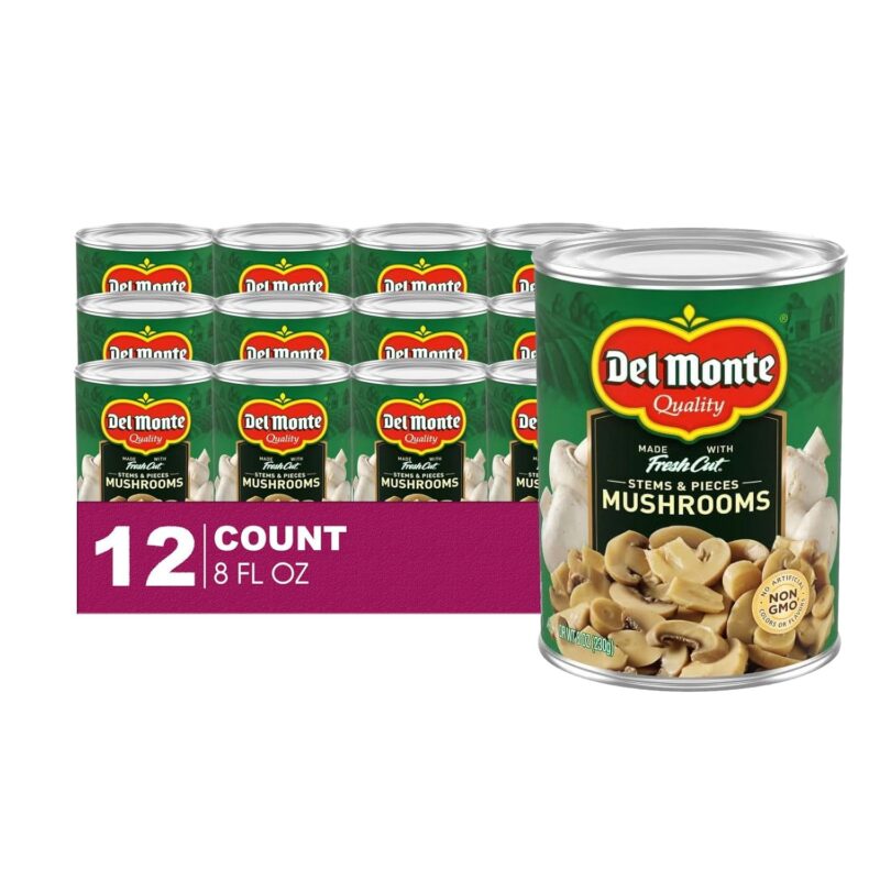 Del Monte 12- Pack of Mushrooms Stems and Pieces Canned Vegetables 8.0 oz Can
