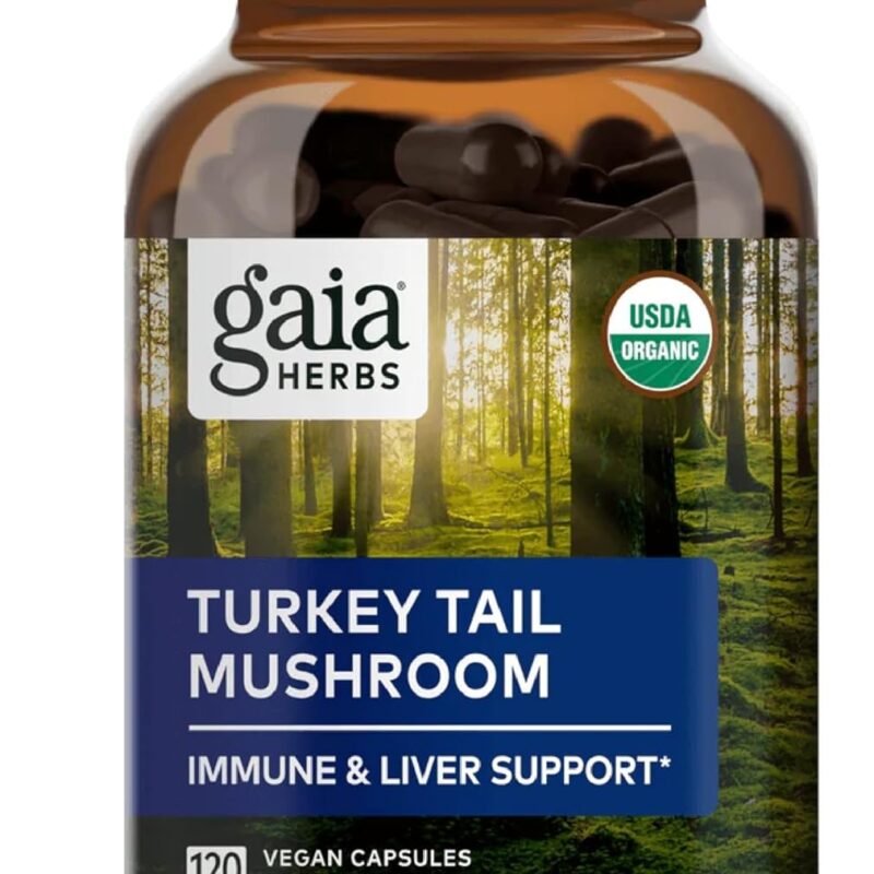 Gaia Herbs Turkey Tail Mushroom - Immune Support Supplement to Help Maintain Liver Health - with Organic Turkey Tail Mushroom Fruiting Body Extract - 120 Vegan Capsules