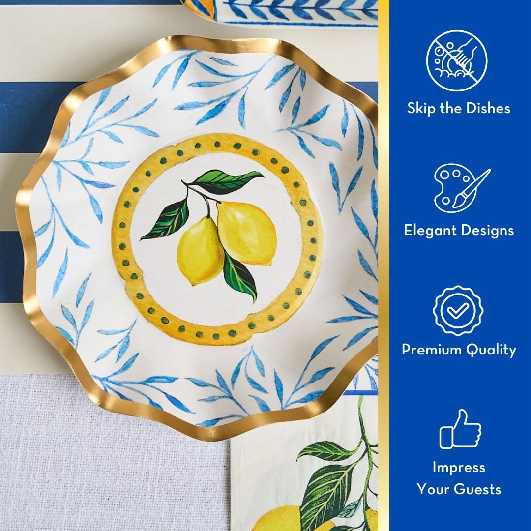71pm3XttukL._AC_SL1080_.jpg Sophistiplate 64Pcs Tableware Set. Decorative Paper Plates. Premium, Heavyweight Plates for Party Decorations. Party Supplies Set Includes Dinner, Salad, Plates & Napkins - Image 5