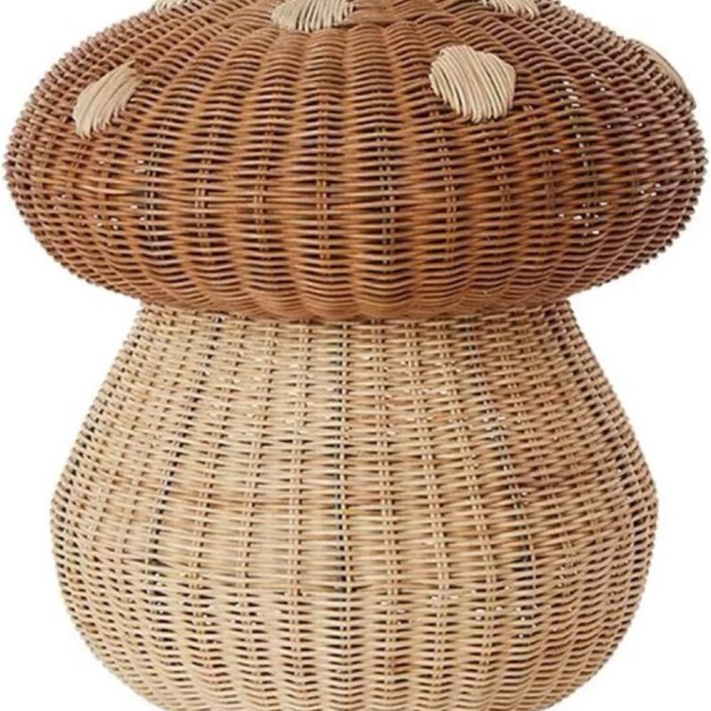 Handmade Rattan Mushroom Storage Basket, Baby Toys Decorative Storage Basket, Bathroom Laundry Dirty Clothes Basket