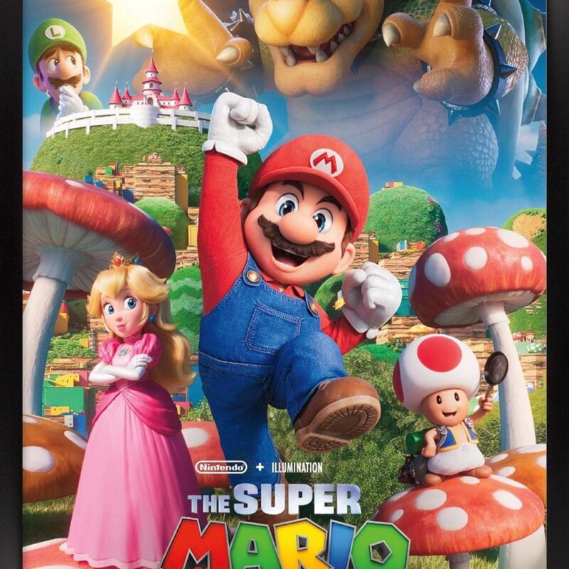 Trends International The Super Mario Bros. Movie - Mushroom Kingdom Key Art Wall Poster, 22.4L x 14.7W, Black Framed Version