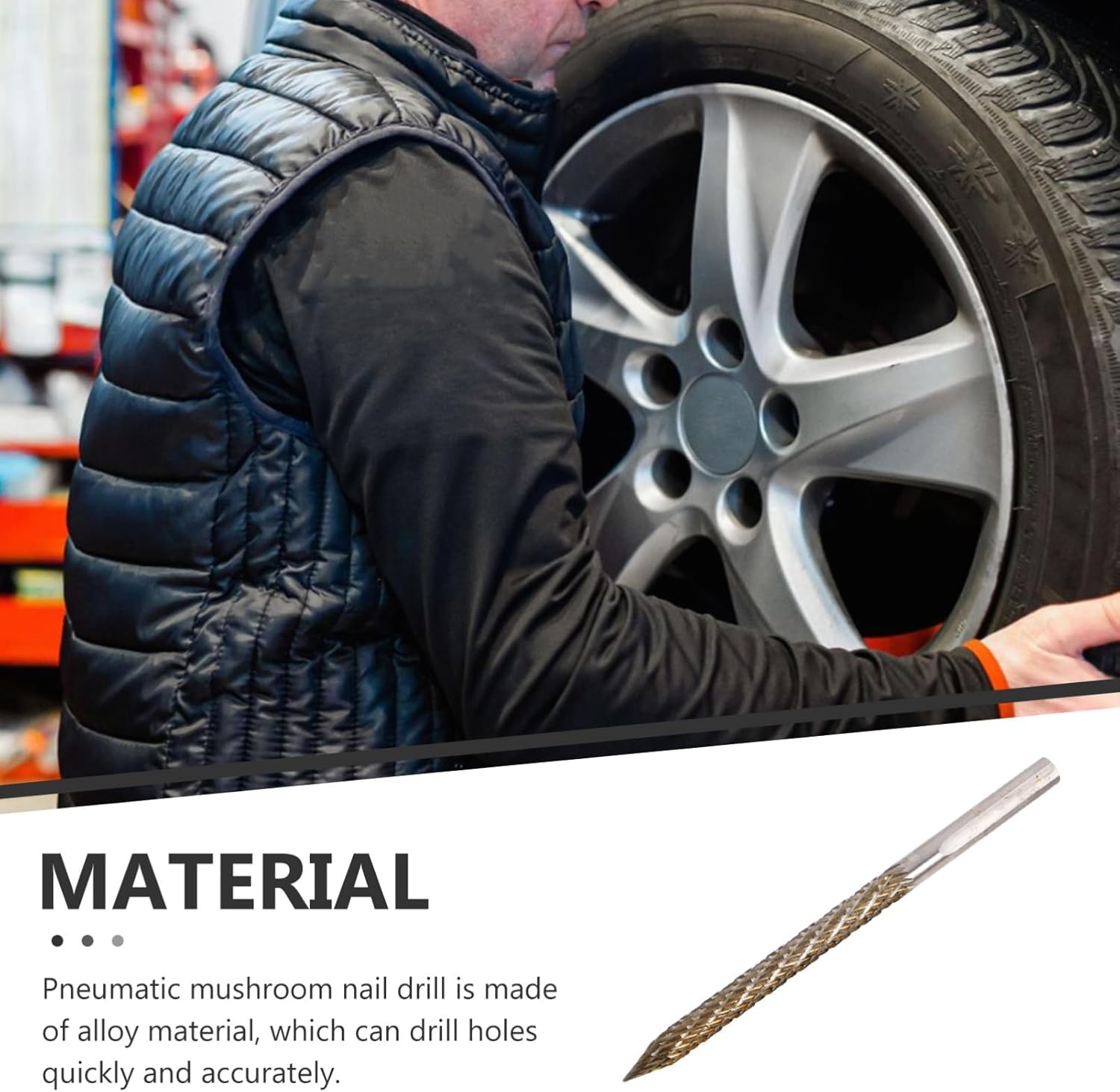 71sl1i11fSL._AC_SL1500_.jpg SOLUSTRE 5pcs Mushroom Nail Drill Bit Automotive Tools Automobile Car Tool Flat Reamer Repair Tool Tire Carbide Burr Drill Bit Tire Plug Tool Tire Repair Drill Reamer Metal Silver - Image 2