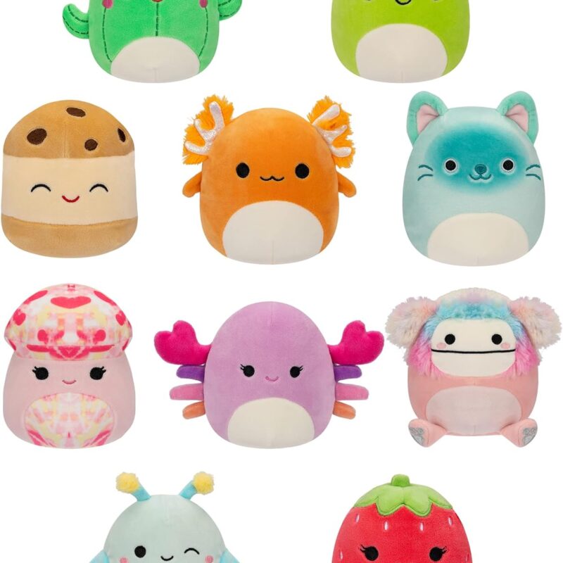 Squishmallows 5-Inch 10-Pack Plush - Diane Bigfoot, Giles Grasshopper, Maritza Cactus, Nico Axolotl, Rachel Mushroom, and More - Ultrasoft Official Kelly Toy Plush - Amazon Exclusive