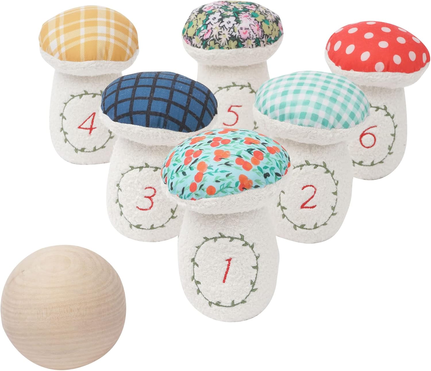 71xbAlO03OL._AC_SL1500_.jpg Manhattan Toy Decorative 8-Piece Soft Toadstool Junior Bowling Set for Kids 3 Years and Up - Image 2