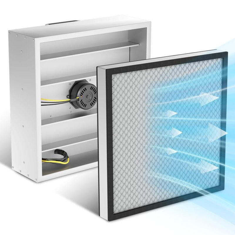 H14 HEPA Filtration Laminar Flow Hood, Vabiooth 22.6”x22.6” FFU Aluminum Fan Filter Unit Laminar Air Flow Hood for 100 / ISO Class 5 Cleanliness Laboratory/Clean Rooms/Mushroom Room