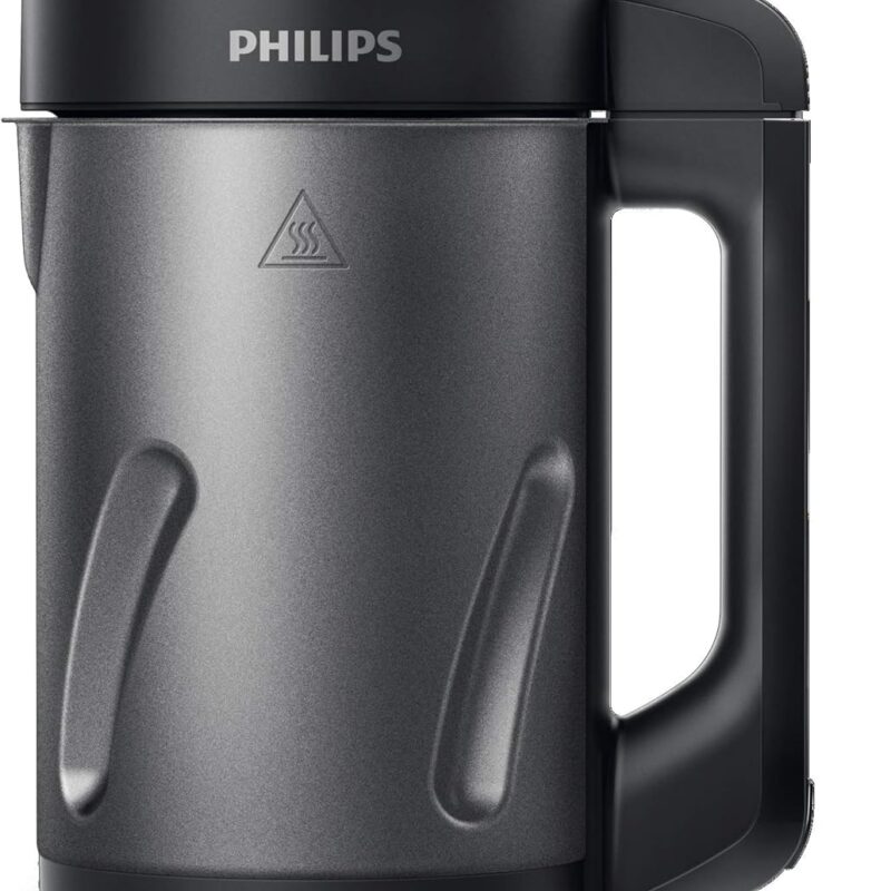 Philips Viva Collection SoupMaker, 1.2 L, Makes 2-4 servings, 6 Pre-set Programs, SoupPro Technology, Soup in Less than 18 Minutes, Eeasy Clean, Recipe Book, Black and Stainless Steel (HR2204/70)