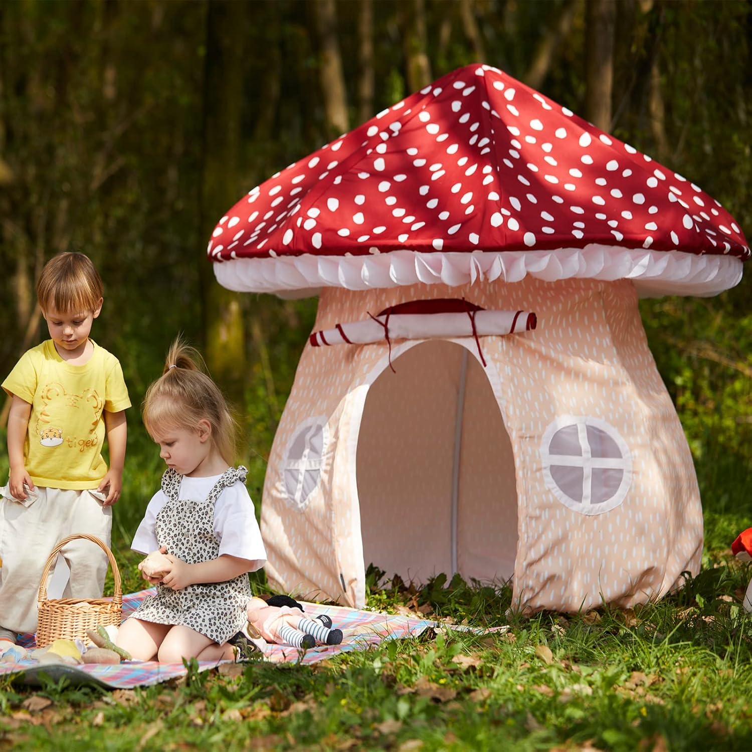 810LYsBoiL._AC_SL1500_.jpg Asweets Mushroom Tent Kids Playhouse Tent – Boys and Girls Play Fort with Exquisite Design for Imaginative Indoor/Outdoor Play Tent