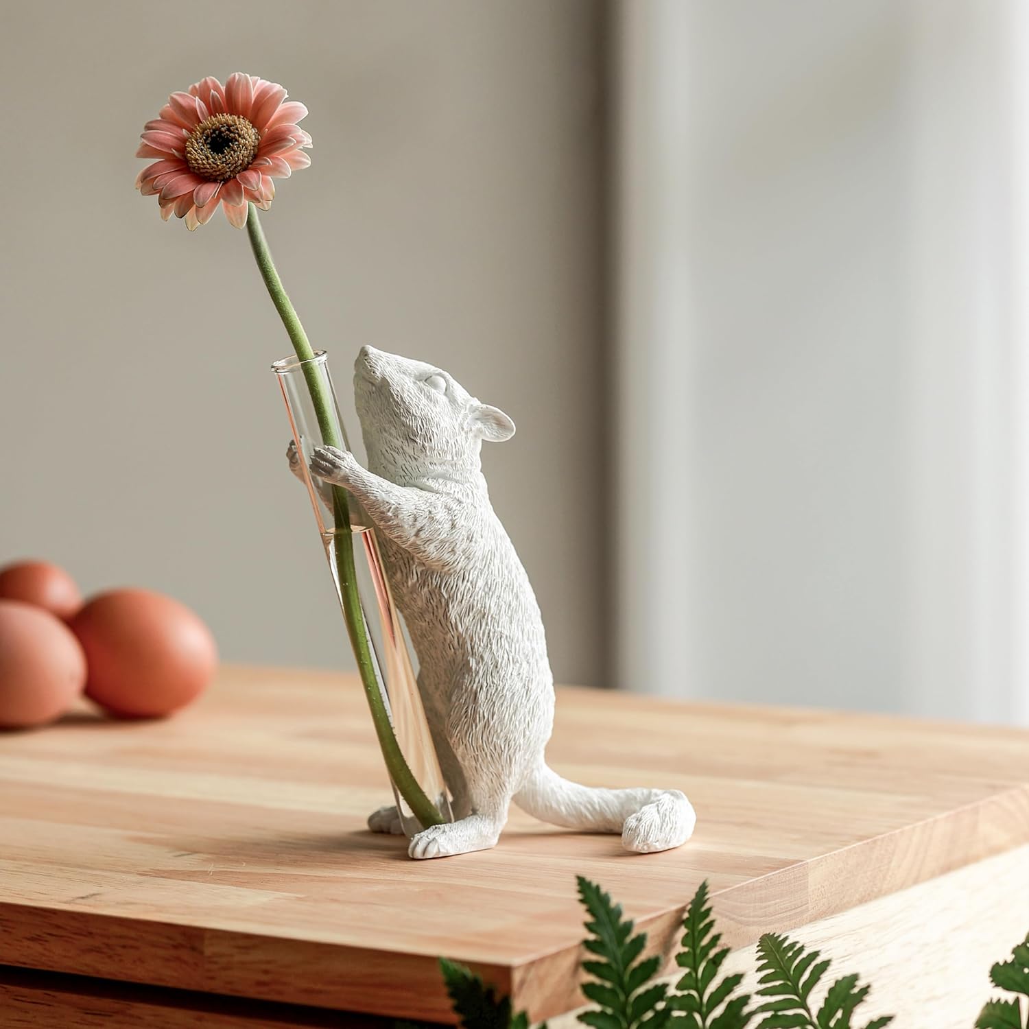812U6IkM7dL._AC_SL1500_.jpg Whimsical Chipmunk Decorative Vase - Handcrafted Art With Realistic Charm, White Single Flower Vase for Modern Entryway Decor, Cute Table Decor for Living Room, Unique House Warming Gifts