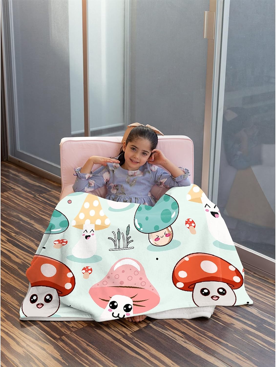814HhZgxSL._AC_SL1500_.jpg Cute Mushroom Head Blanket Throw, Ultral Soft Warm Lightweight Flannel Fleece Micro Cartoon Anime Mushroom Blanket Suit for Bed Couch Sofa Travel Gift Home Mushroom Decor 120"x90" XL for Family - Image 7
