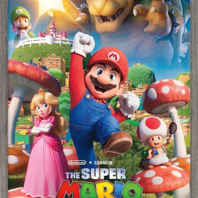 Trends International The Super Mario Bros. Movie - Mushroom Kingdom Key Art Wall Poster, 34L x 22.4W, Barnwood Framed Version