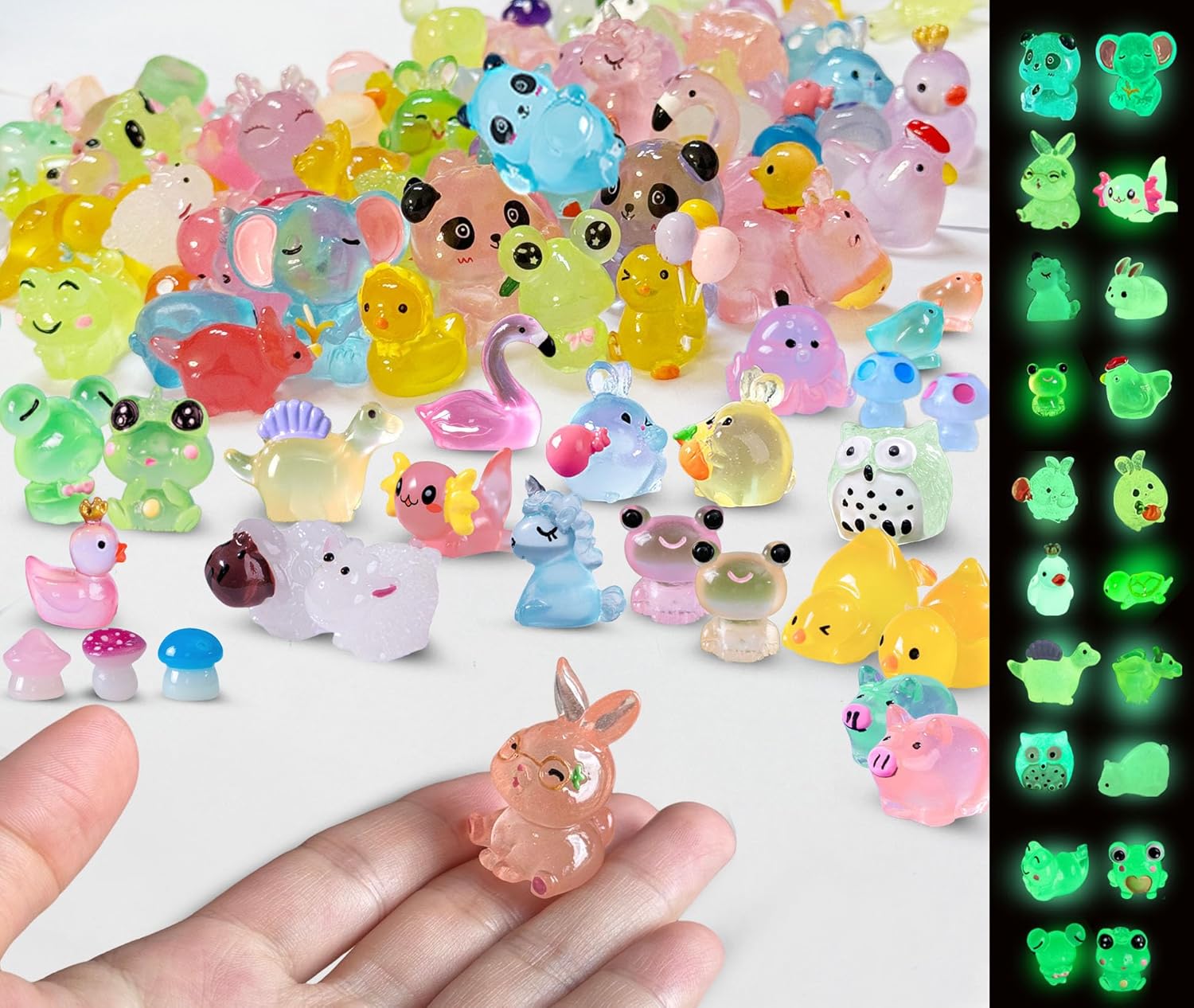 815kU2Vm7ZL._AC_SL1500_.jpg 100 Pcs Luminous Mini Resin Animals Tiny Resin Animals Bulk, Glow in The Dark to Hide Around The Office Home, for Garden Miniatures Fairy Garden Accessories Crafts Micro Landscape Décor