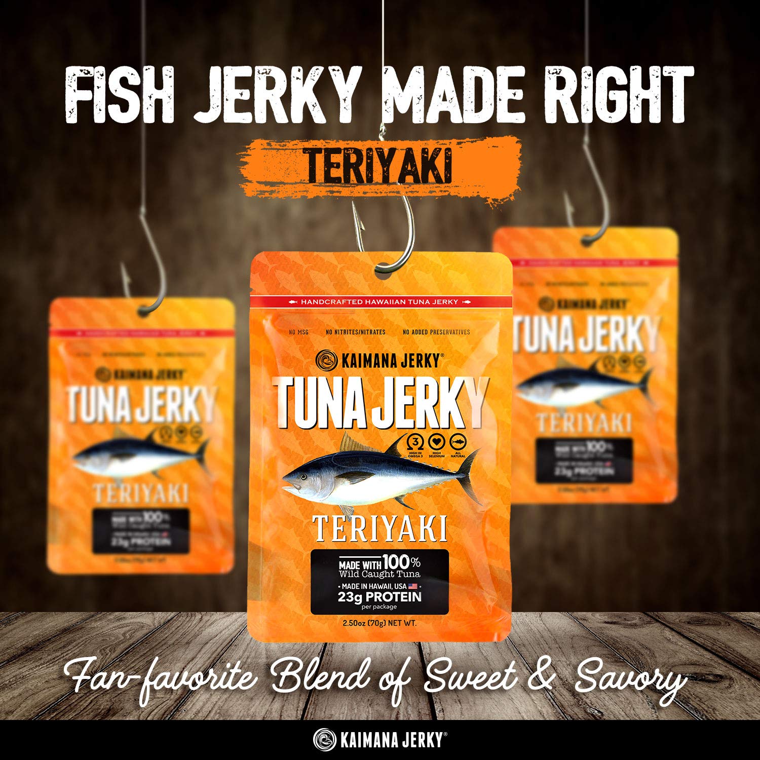 817WTc2P4OL._SL1500_.jpg Kaimana Wild-Caught Ahi Tuna Jerky - Teriyaki | Rich in Omega-3s & High in Protein | All-Natural & Organic Fish Jerky (3 pack, 2 oz) - Image 2