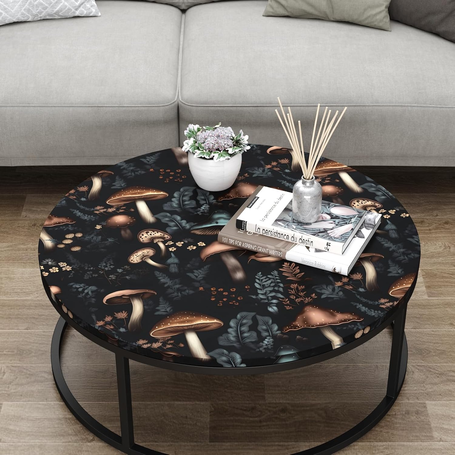 818oHuE8yDL._AC_SL1500_.jpg Mushroom Wallpaper Black Peel and Stick Wallpaper Leaf Vintage Contact Paper Boho Dark Flower Wall Paper Removable Wallpaper Self Adhesive for Cabinet Drawers Wall Decor 17.5''x118.1'' - Image 7