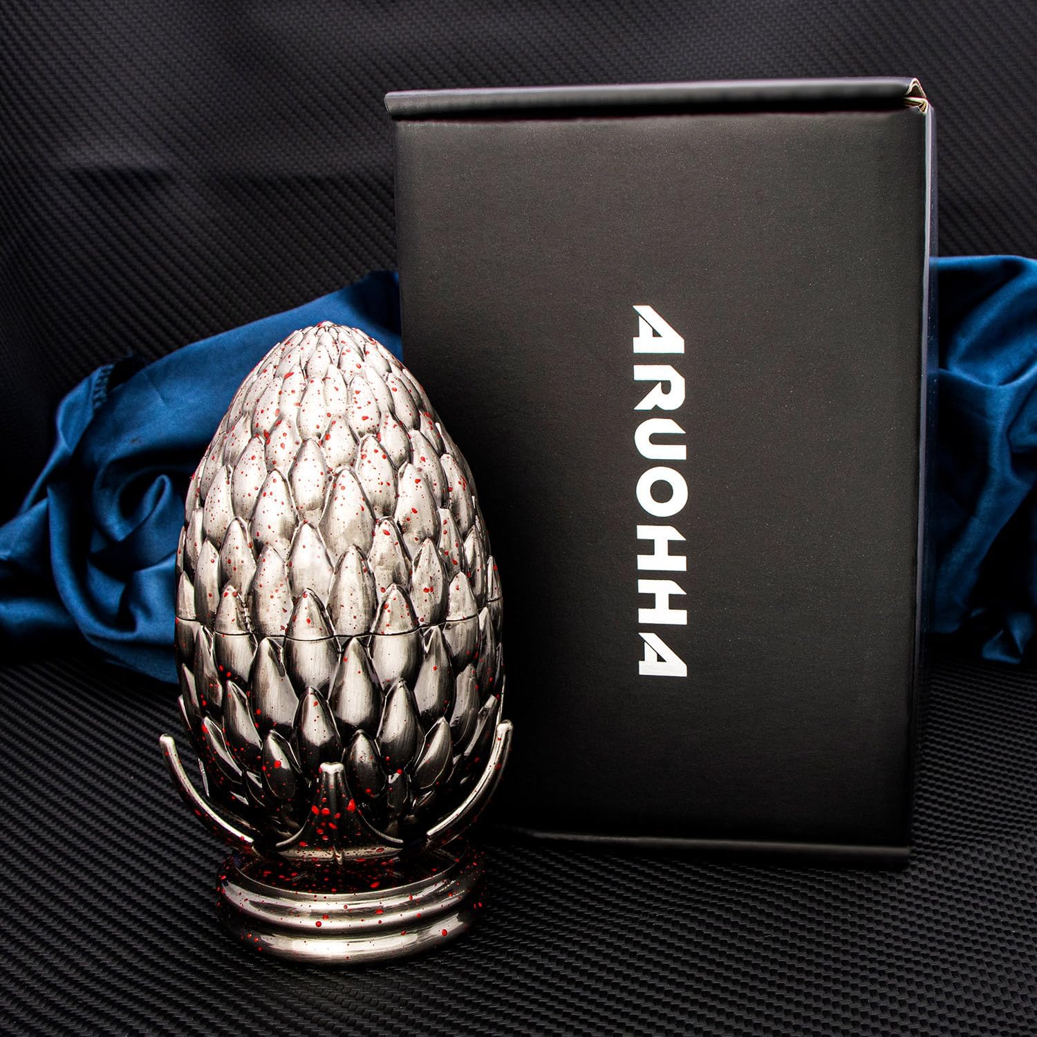 819IhgIvlFL._AC_SL1500_.jpg ARUOHHA DND Metal Dice Blood Splatter Dragon Egg Dice with Rotating Dragon Egg Shell, Dungeons and Dragons Role Playing Game RPG D&D Dice Polyhedral D and D Dice Set D20 D12 D10 D8 D6 D4 - Image 8