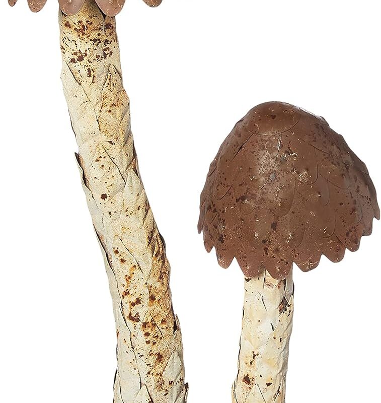 Kalalou Set of Metal Mushrooms, One Size, Brown