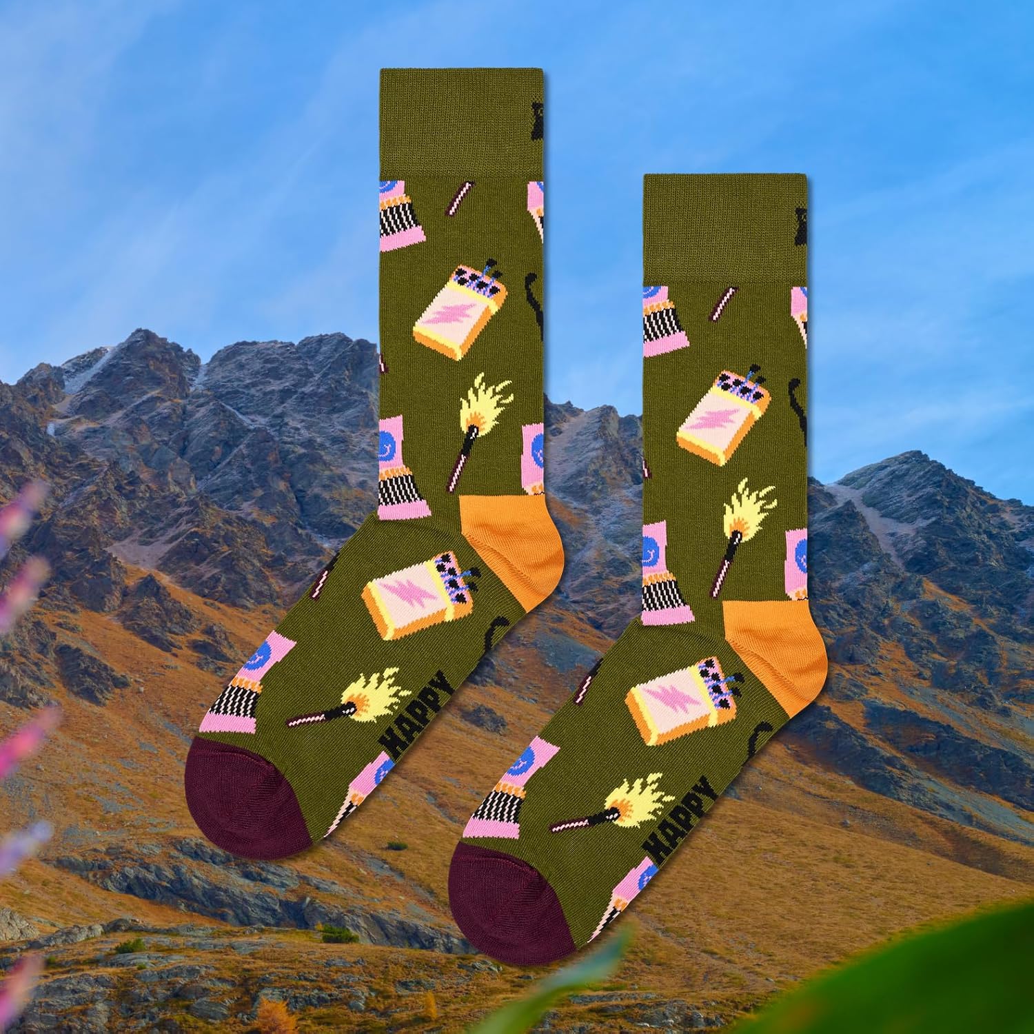 81BUJDdUGOL._AC_SL1500_.jpg Happy Socks Fun Miscellaneous Designs, Socks for Men and Women, Multicolor with Gift Boxes - made with Sustainable Cotton - Image 3