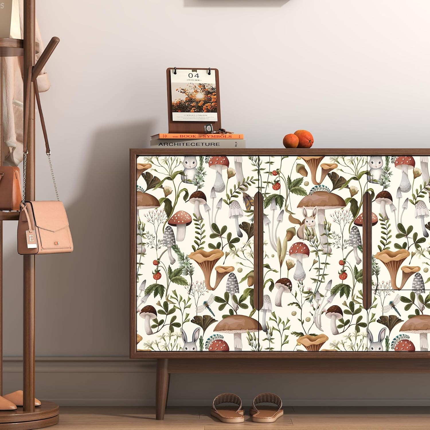 81BigTROFYL._AC_SL1500_.jpg Mushroom Wallpaper Peel and Stick Wallpaper Boho Wallpaper 17.7" x 393" Self Adhesive Wallpaper Removable Wallpaper Leaf Forest Wallpaper Mushroom Contact Paper for Countertops Cabinet Decor - Image 4