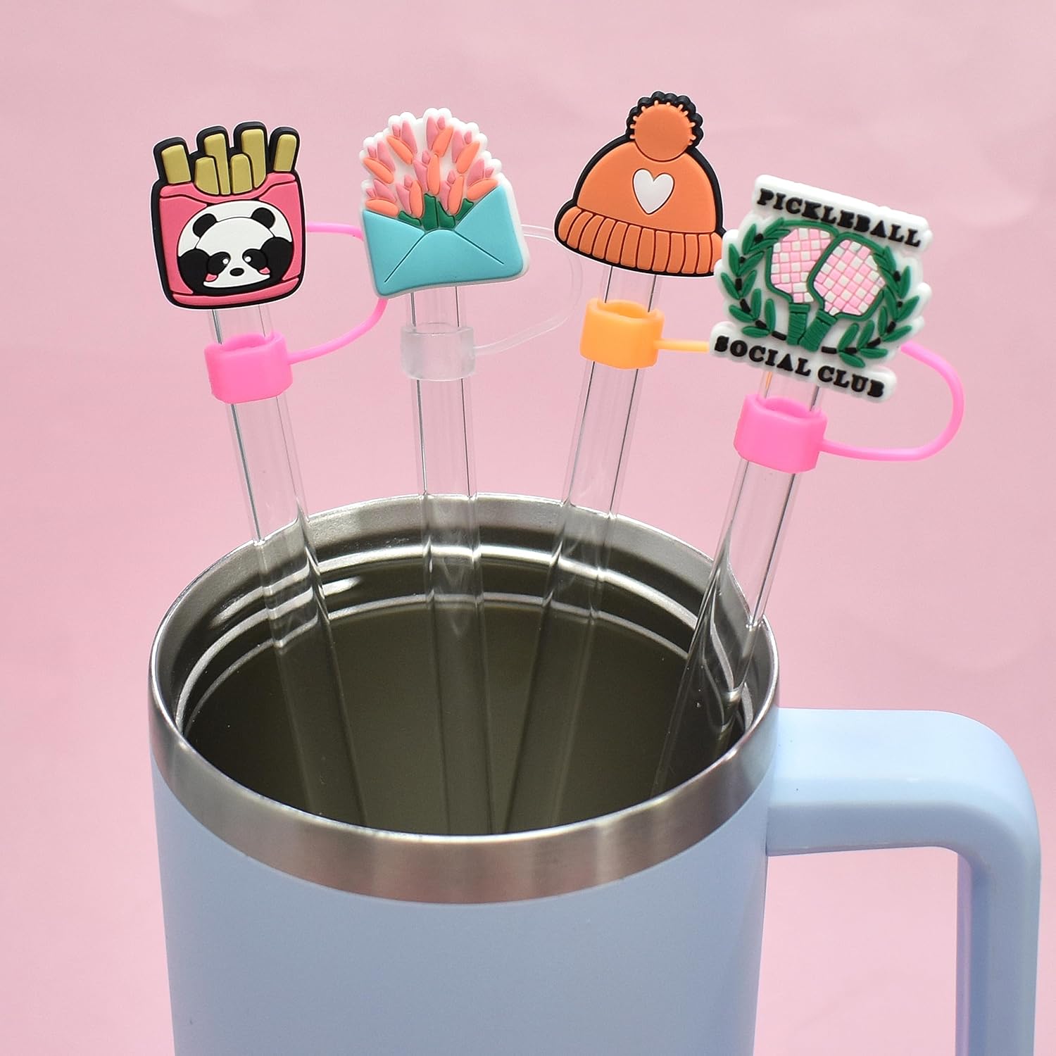 81DY9nUPebL._AC_SL1500_.jpg 300 PCS Random Different Straw Cover Cap for Stanley Cup,Straw Topper Compatible for 30 and 40 Oz Tumbler with Handle,10 mm 0.4 in Reusable Straw Tips Lids,Straw Tip Covers for Party Decor - Image 7
