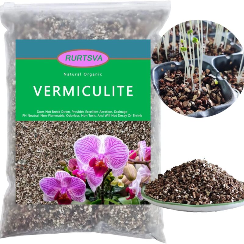 Natural Coarse Vermiculite 5QT for Plants Organic Occurring Mineral Potting Mix Grow Medium for Potted Plants, Hydroponics, Terrariums, Orchids, Mushroom Growing Or Reptile Habitats