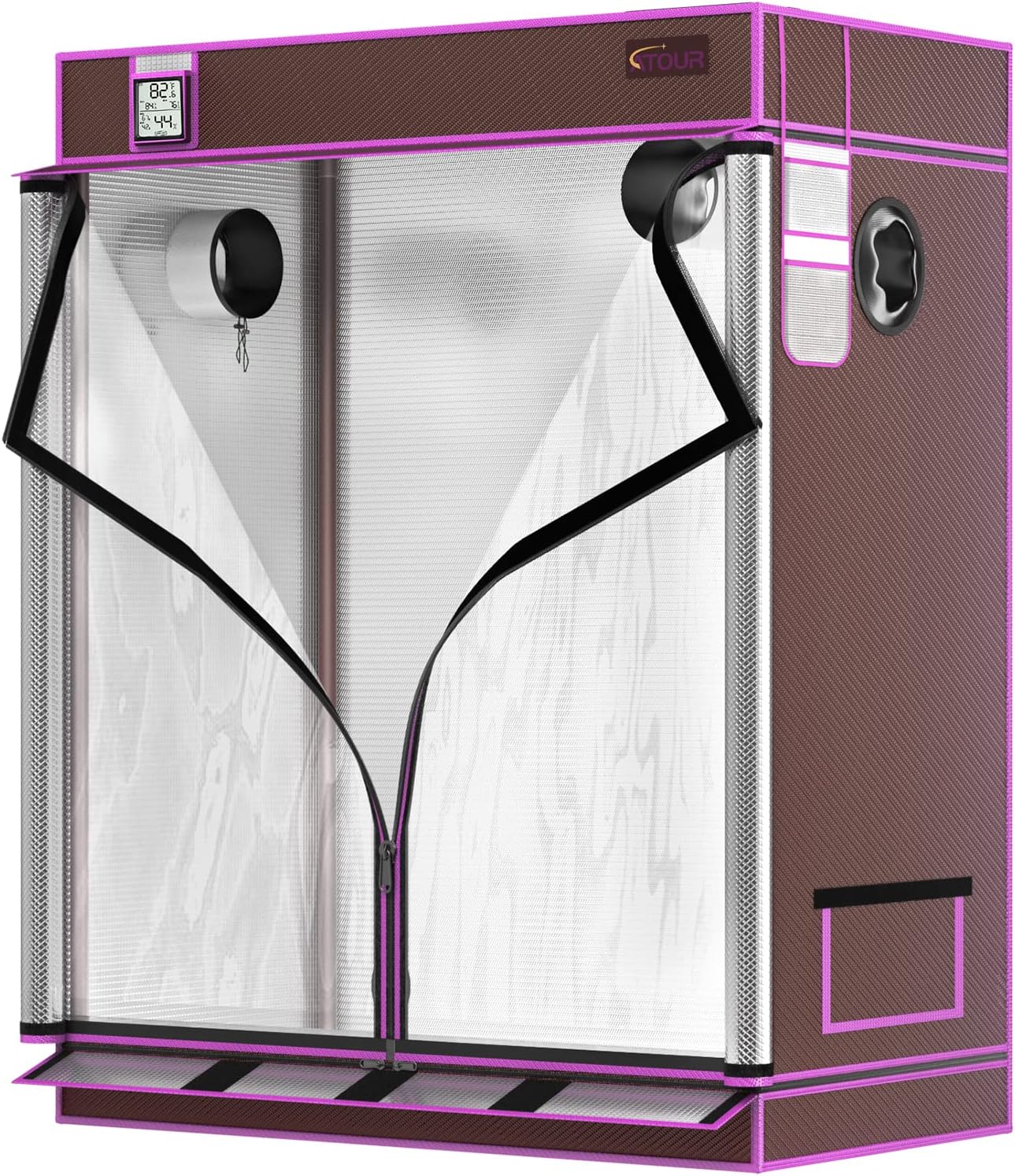 81H5ihyr0nL._AC_SL1500_.jpg ATOUR 4x2 Grow Tent, 48"x24"x60''High Reflective Mylar 1680D Hydroponic Grow Tents, Waterproof Grow Tent with Double Cleart Observation Door and Floor Tray, for Indoor Plant Growing - Image 7