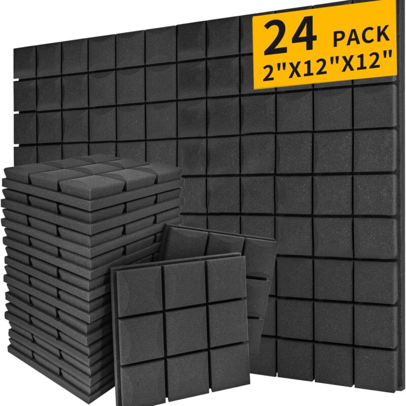 Sound Proof Foam Panels for Walls, High-Density Sound Proof Panels for Walls, Acoustic Panels Sound Absorbing for Noise Absorbing Canceling (24 Pack Mushroom, 2x12x12 Inches)