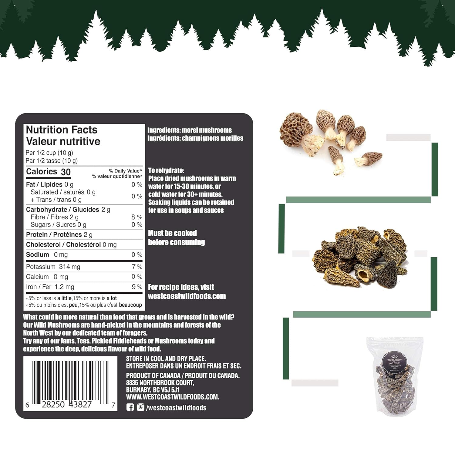 81O1hBe63DL._SL1500_.jpg West Coast Wild Foods | Dried Wild Mushrooms (Morel, 3.5oz - 100g) - Image 7