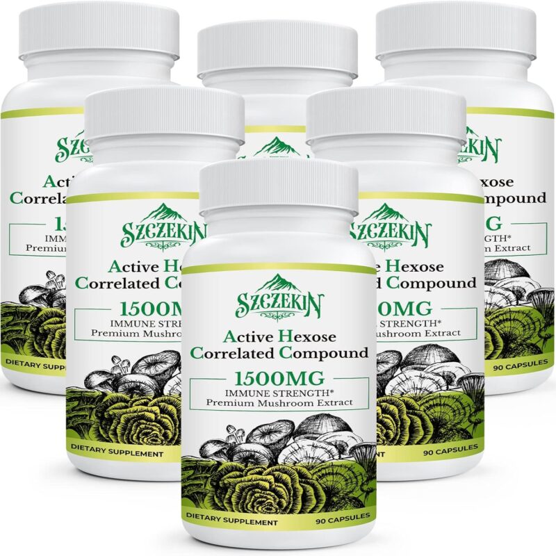 Active Hexose Correlated Compound 1500 mg Supplement, Natural 8 Mushroom Extract Supplement, Immune System, Liver Function, Natural Killer and T Cells Activity, 540 Veggie Capsules