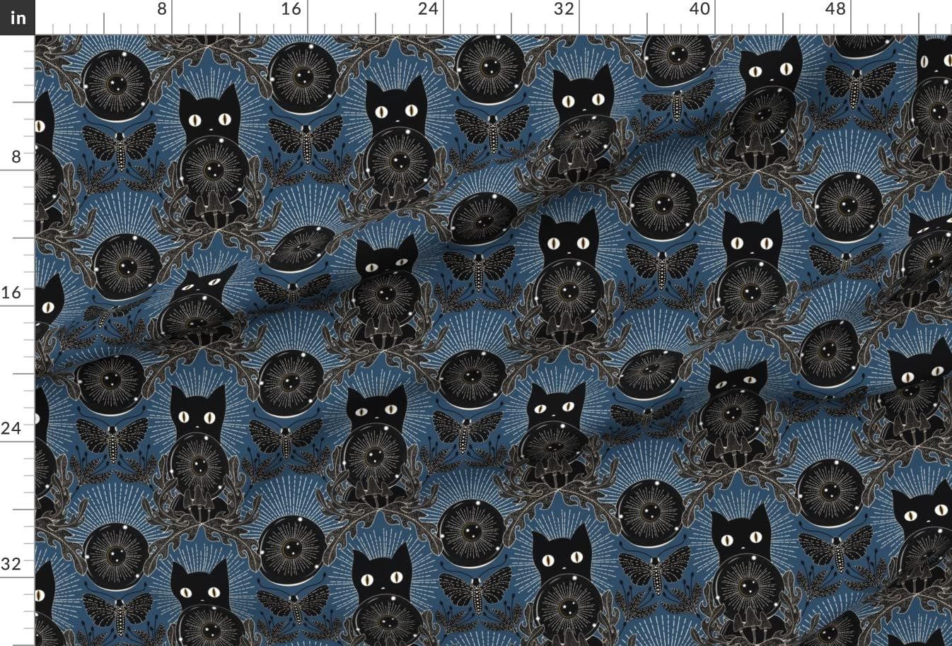 81SjwTCoW8L._AC_SL1346_.jpg Spoonflower Fabric - Kitty Moth Moon Mushrooms Crystal Ball Floral Flowers Printed on Upholstery Velvet Fabric by The Yard - Upholstery Home Decor Bottomweight Apparel - Image 3