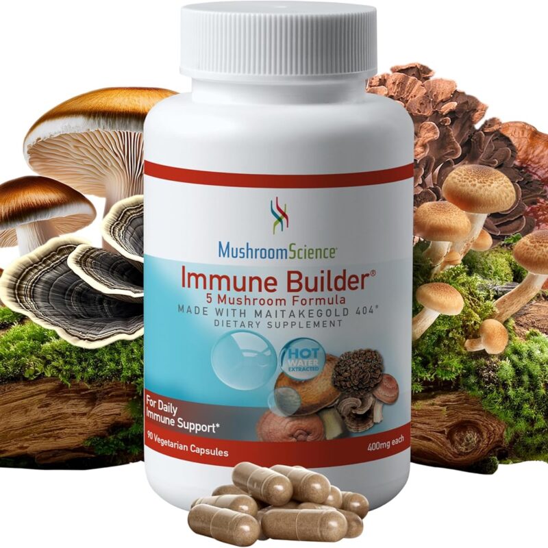 MushroomScience Immune Builder Mushroom Capsules, Full Spectrum Extract with MaitakeGold, Reishi & Shiitake, Mushroom Supplement for Adults, Hot Water Extracted Mushrooms, Vegetarian, 400MG, 90 CT