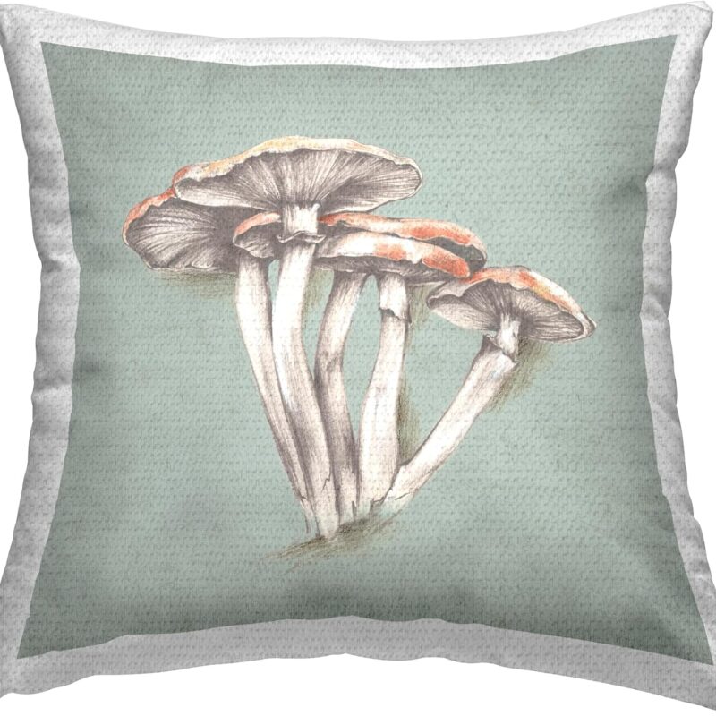 Stupell Industries Mushroom Bundle Drawing Design by Eli Jones Outdoor Printed Throw Pillow, 18 x 7 x 18, Green