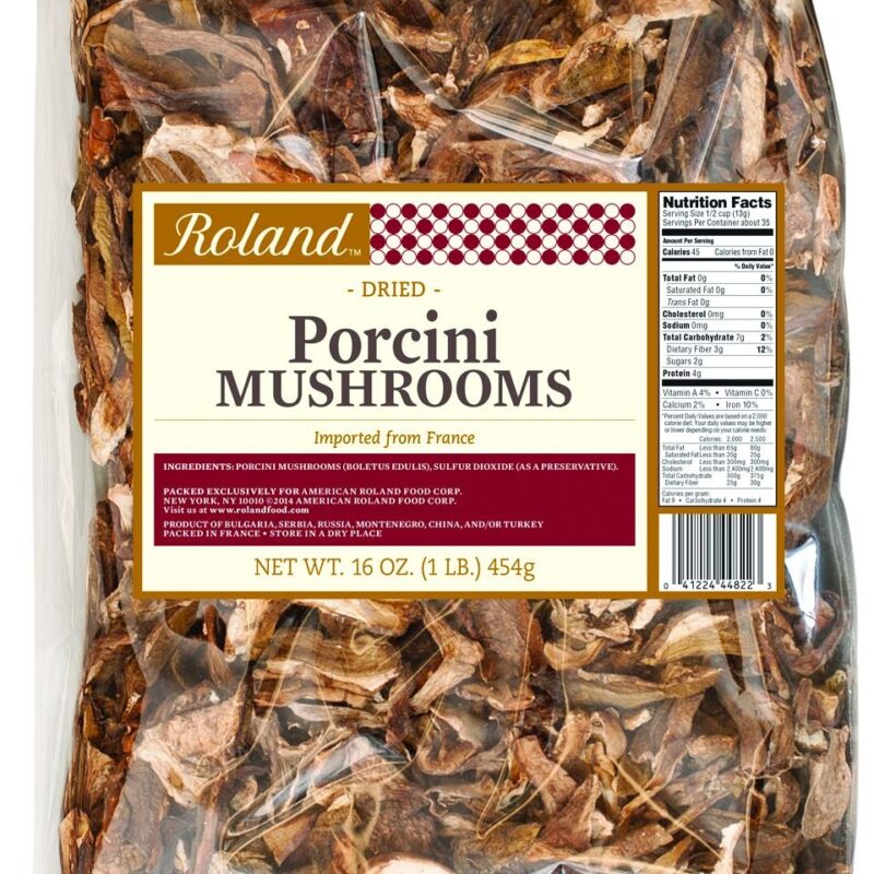 Roland Foods Dried Porcini Mushrooms, Specialty Imported Food, 1-Pound Bag
