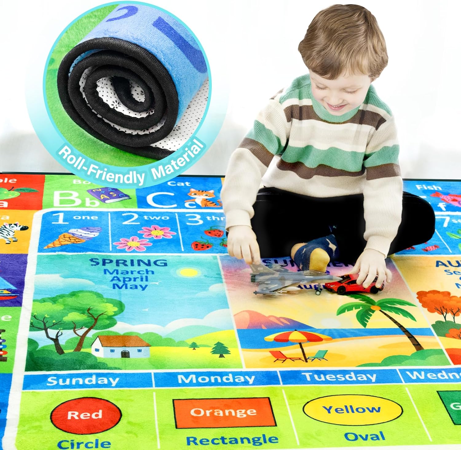 81bcahgntaL._AC_SL1500_.jpg ABC Rug for Kids Playroom, Alphabet Rug 5x7 Feet, Washable Play Mat Rug Non-Slip ABC Mats Classroom Carpet for Learning Letters, Animal, Shape, Color, Nursery Toddler Play Room Decor - Image 5