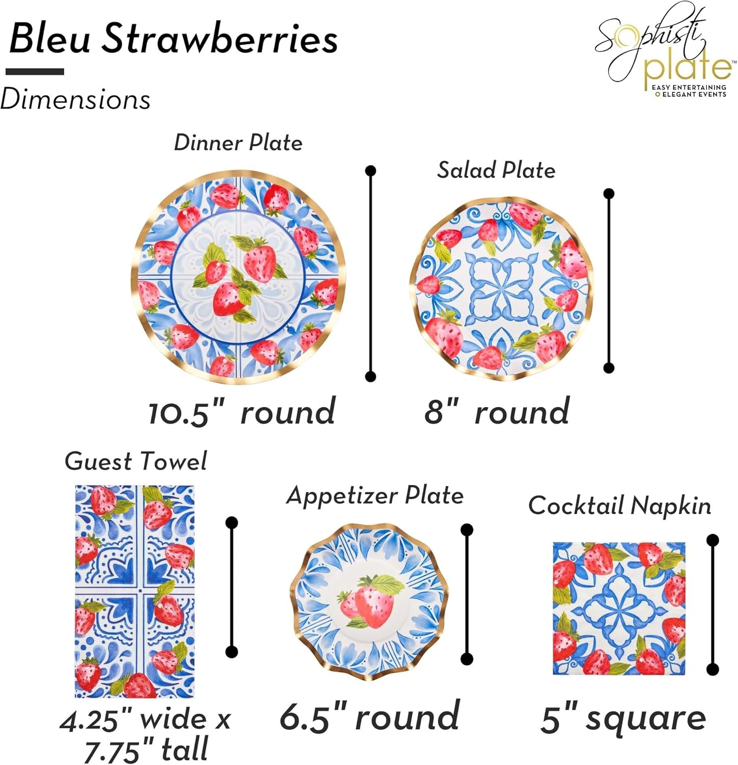 81e93i1RHtL._AC_SL1500_.jpg Sophistiplate 64Pcs Tableware Set. Decorative Paper Plates. Premium, Heavyweight Plates for Party Decorations. Party Supplies Set Includes Dinner, Salad, Plates & Napkins - Image 2
