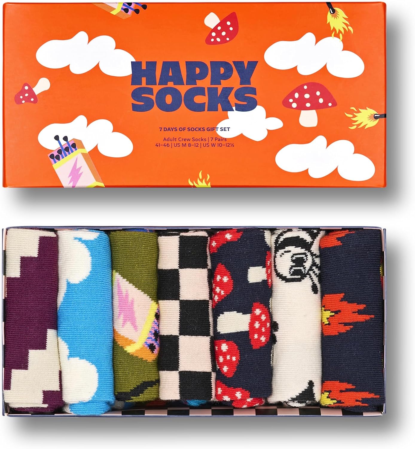 81fozaeTFkL._AC_SL1500_.jpg Happy Socks Fun Miscellaneous Designs, Socks for Men and Women, Multicolor with Gift Boxes - made with Sustainable Cotton
