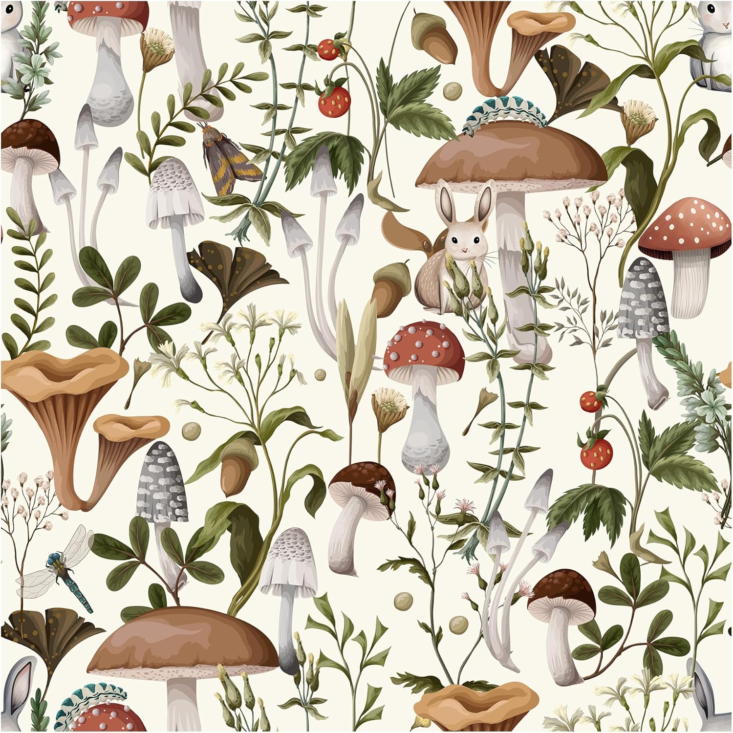 81gxkSX41zL._AC_SL1500_.jpg Mushroom Wallpaper Peel and Stick Wallpaper Boho Wallpaper 17.7" x 393" Self Adhesive Wallpaper Removable Wallpaper Leaf Forest Wallpaper Mushroom Contact Paper for Countertops Cabinet Decor
