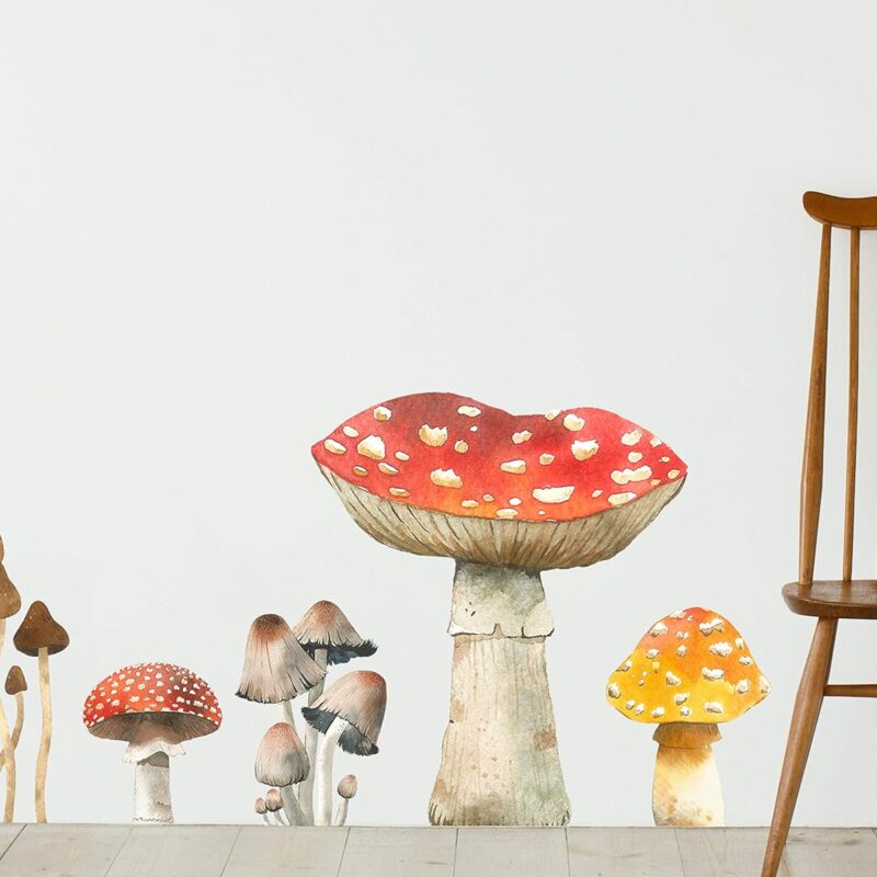 Mushroom Wall Decals - Jumbo Size - Set of 5