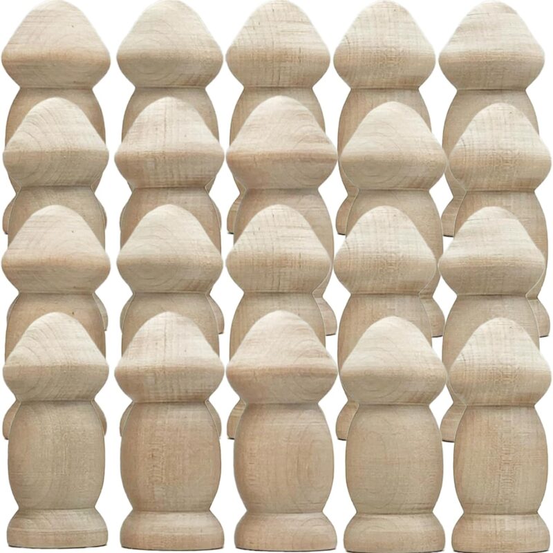 20pcs Wooden Mushroom Head Peg Dolls Unfinished 2.6'' for DIY Arts and Crafts, Unfinished Wood Mushroom Craft, Blank Wooden Mushrooms to Paint, Wood Burning