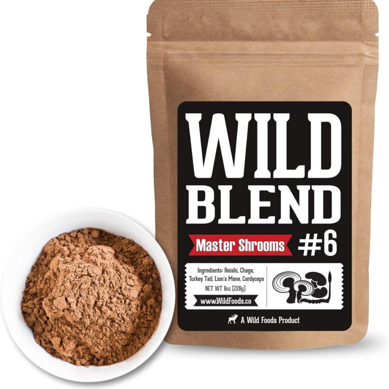 Wild Foods Wild Mushroom Blend-Supercharged Reishi, Chaga, Cordyceps, Turkey Tail and Lion’s Mane - 8Oz Pack Adaptogenic Stress Reducer for Increased Mental Clarity - Nootropic Liquid Blend for Coffee