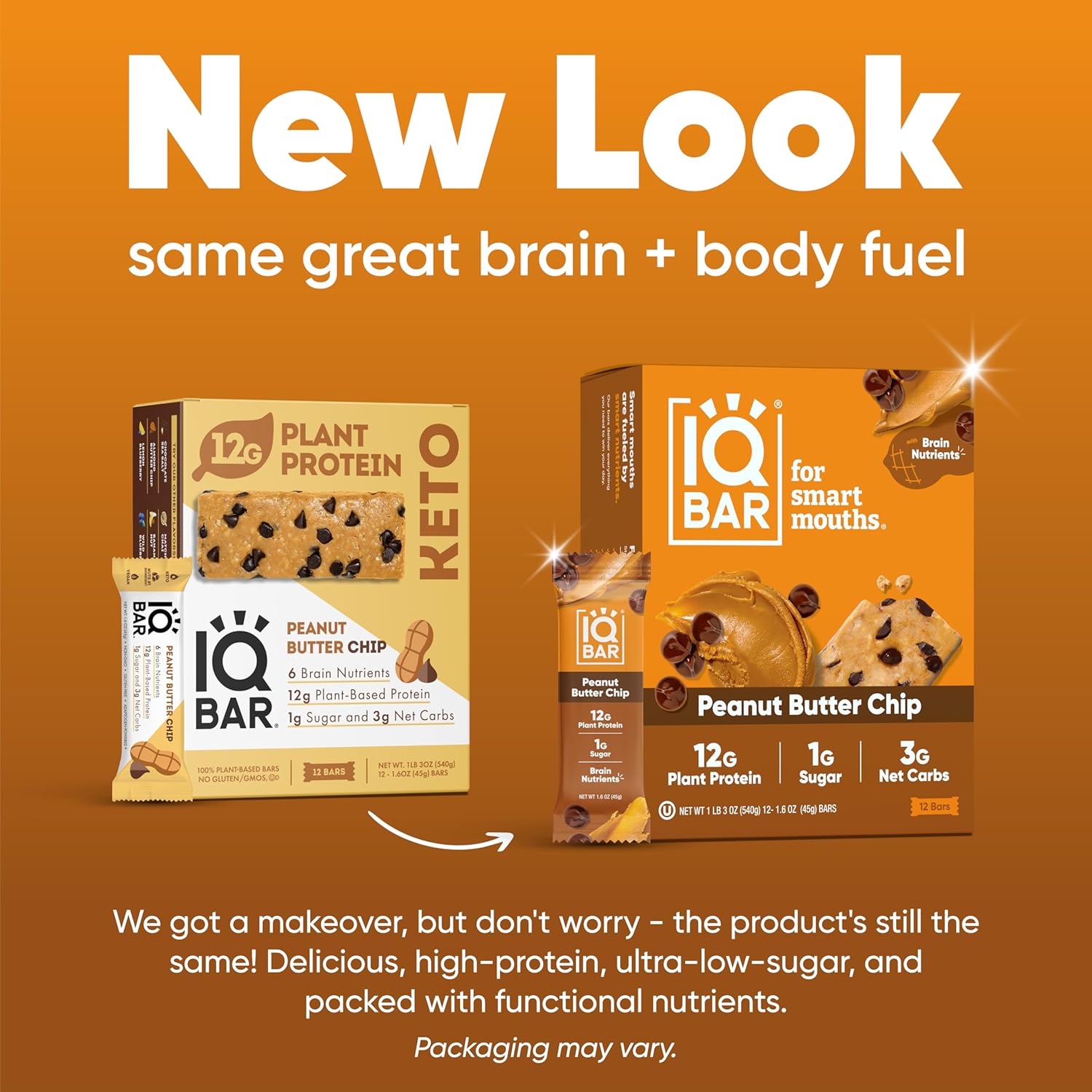 81rHbhxIxCL._SL1500_.jpg IQBAR Brain and Body Keto Protein Bars - Peanut Butter Chip and Almond Butter Chip - 12 Count Energy Bars - Low Carb Protein Bars - High Fiber Vegan Bars Low Sugar Meal Replacement Bars - Image 2
