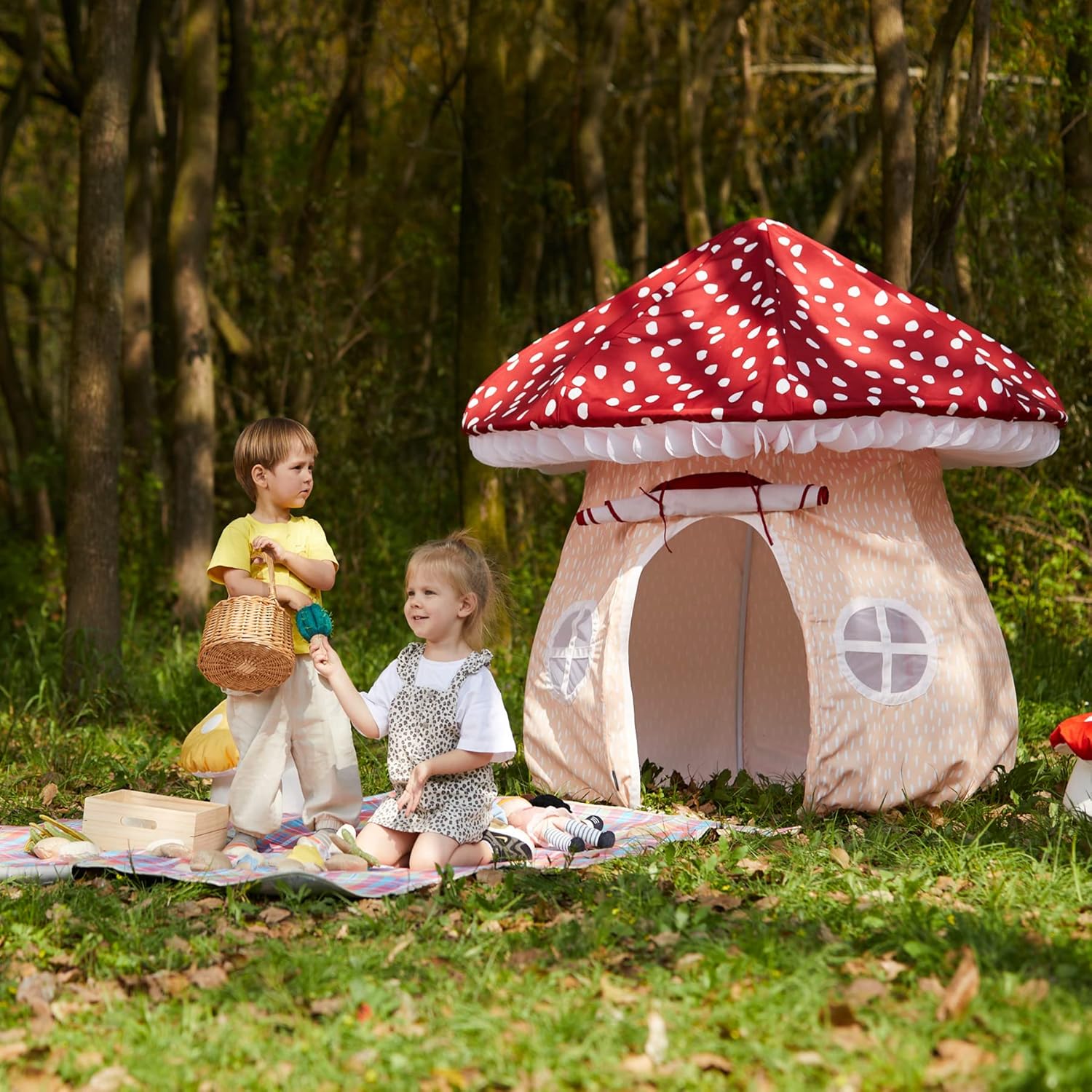 81x698lY2xL._AC_SL1500_.jpg Asweets Mushroom Tent Kids Playhouse Tent – Boys and Girls Play Fort with Exquisite Design for Imaginative Indoor/Outdoor Play Tent - Image 5